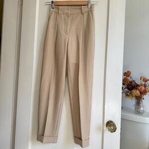 Aritzia Wilfred Dashwood Houndstooth Cuffed Pleated Trousers